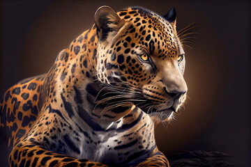 Fototapeta na wymiar black and golden jaguar portrait