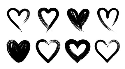 Heart doodles hand drawn icons set.
Heart illustrations with grunge texture. 