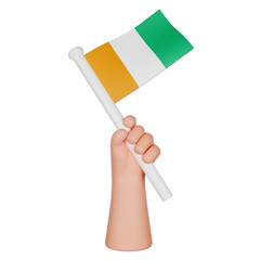 3D hand holding a flag of Ivory Coast