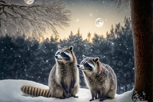 Winter Racoons Imágenes de Racoons: descubre bancos de fotos, ilustraciones, vectores ...