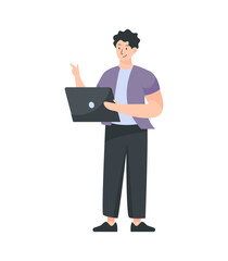 An editable flat illustration of online working 