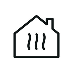 House with heat waves isolated icon, home heating system with waves vector icon with editable stroke