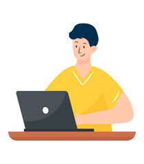 An editable flat illustration of online working 