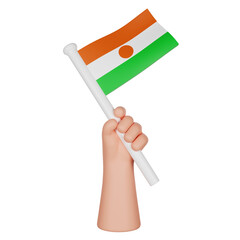 3D hand holding a flag of Niger