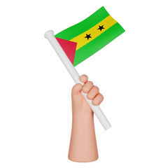 3D hand holding a flag of São Tomé and Príncipe