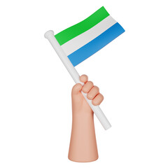 3D hand holding a flag of Sierra Leone