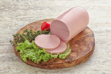 Boiled sausage with two slices