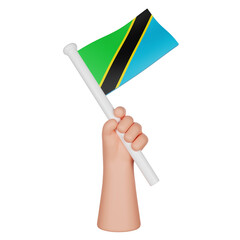3D hand holding a flag of Tanzania