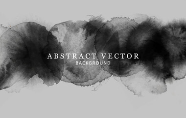 Abstract vector watercolor background with black blots.