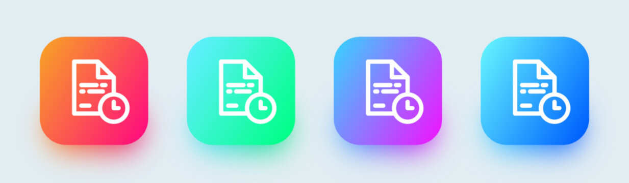 Temporary file line icon in square gradient colors. Archive signs vector illustration.