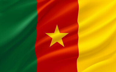 Waving flag of Cameroon. 3d vector banner 