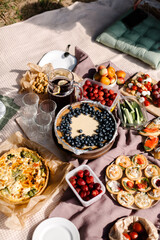 Rest on a picnic with a funeral mood. Picnic food in nature. High quality photo