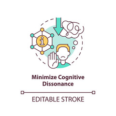 Minimize cognitive dissonance concept icon. Explanation of confirmatory bias abstract idea thin line illustration. Isolated outline drawing. Editable stroke. Arial, Myriad Pro-Bold fonts used