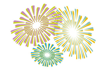 Fireworks on a white background, can be used for celebrations and New Year events. Vector graphic.