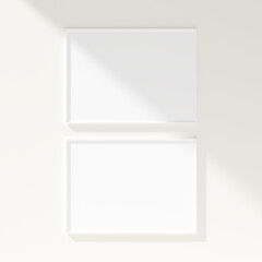 Minimal frame mockup on white wall. Poster mockup. Clean, modern, minimal frame. 3d rendering.