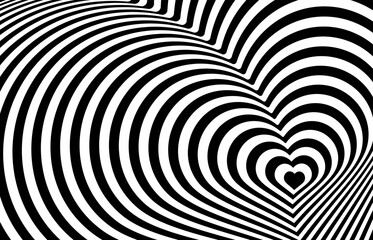 Abstract wavy pattern of black and white lines. Op art illustration