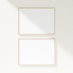 Minimal frame mockup on white wall. Poster mockup. Clean, modern, minimal frame. 3d rendering.