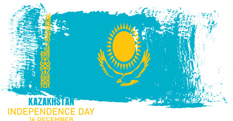 Happy Independence day of Kazakhstan. Watercolor brush stroke flag background.Creative national country flag with Abstract watercolor grunge brush flag.