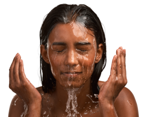 Shot of a young attractive woman doing her daily skincare routine against an isolated transparent png background.