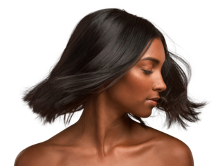 Shot of a young attractive woman tossing her hair against an isolated transparent png background.