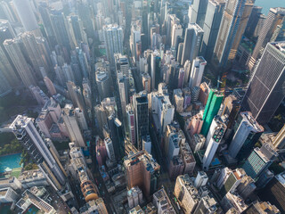 Top down view of Hong Kong business district