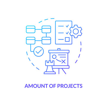 Amount of projects blue gradient concept icon. Choosing release management instrumentation factor abstract idea thin line illustration. Isolated outline drawing. Myriad Pro-Bold font used