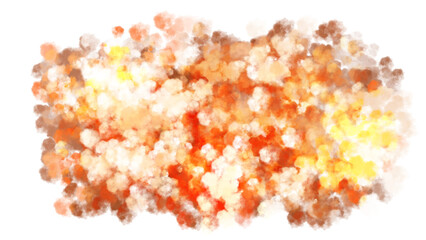 Orange fire watercolor backgrounds and textures with colorful abstract art creations. Glowing smoke or cloud texture. PNG transparent available.