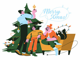 Merry Christmas Happy New Year Christmas Celebration Postcard Website Christmas banner Hero image illustration 2022