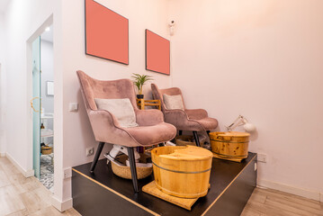 Area for pedicure treatments in a beauty center