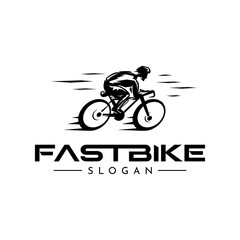 Minimalist bike, road bike, sports logo design vector template, racing bike logo, fast bike, speed logo template