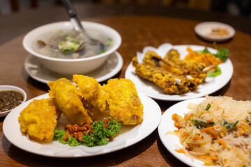 Taiwanese traditional food restaurant with fry pork and soup