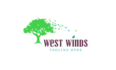 Eco green wiest winds creative logotype
