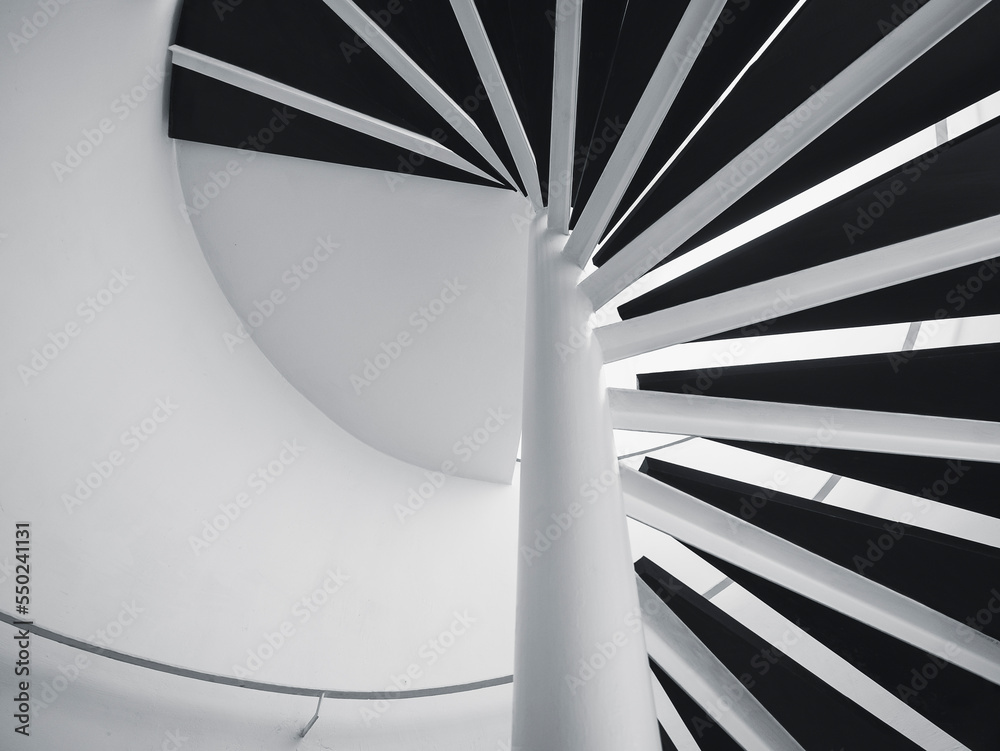 Poster spiral staircase structure indoor modern building architecture details