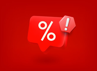 Sale icon with stop sign. 3d vector illustration

