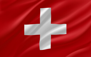 Waving flag of Switzerland. 3d vector banner 
