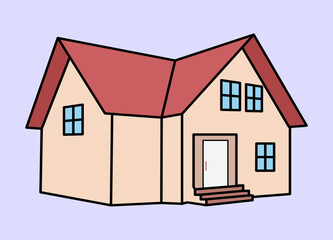 House colored flat Illustration.  House isolated on a white background. Real estate vector illustration eps10