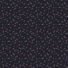 Colorful confetti on black background. Celebration, decorative seamless pattern. Abstract basic backdrop Festival, holiday, Christmas simple complementary design for wallpaper, wrapping paper, textile