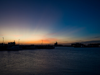 Fototapeta na wymiar Hsinchu fishing port under sunset