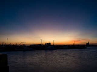 Fototapeta na wymiar Hsinchu fishing port under sunset
