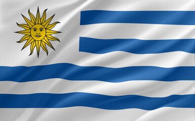 Fototapeta premium Waving flag of Uruguay. 3d vector banner 