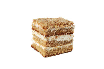 Concept of sweets, honey cake, isolated on white background