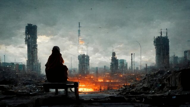 Postapocaliptic landscape created with AI