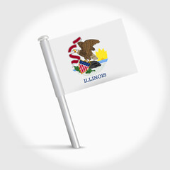 Illinois map pin flag. 3D realistic vector illustration
