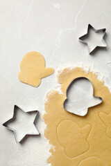 Concept of cooking tools, cookie cutters, top view