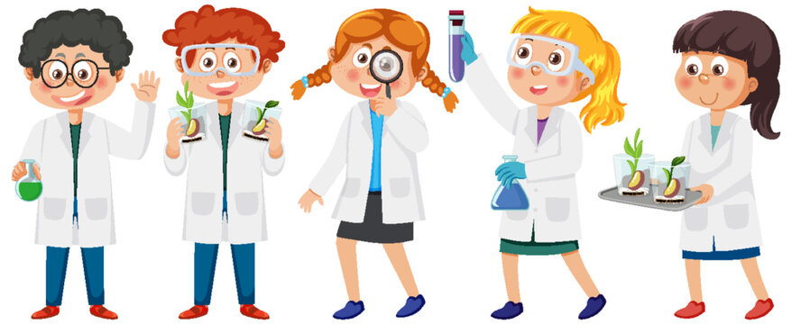 Kids wearing lab coats