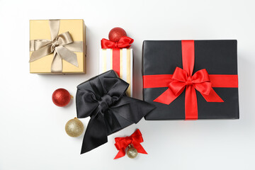 Concept of beautiful Christmas present, gift boxes