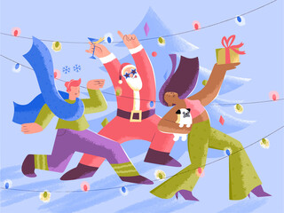 Merry Christmas and Happy New Year Christmas Celebration Postcard illustration 2022