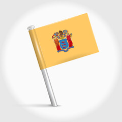 Naklejka na ściany i meble New Jersey map pin flag. 3D realistic vector illustration