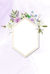 romantic wedding invitation card with greenery floral