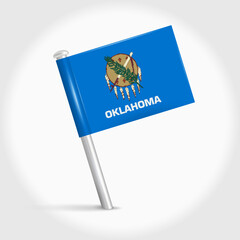Oklahoma map pin flag. 3D realistic vector illustration